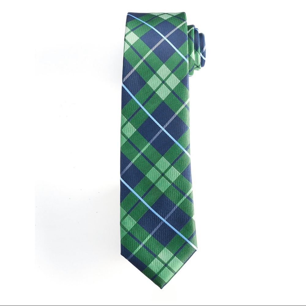 Chaps Boys Parker Blue Green Plaid 48” Tie